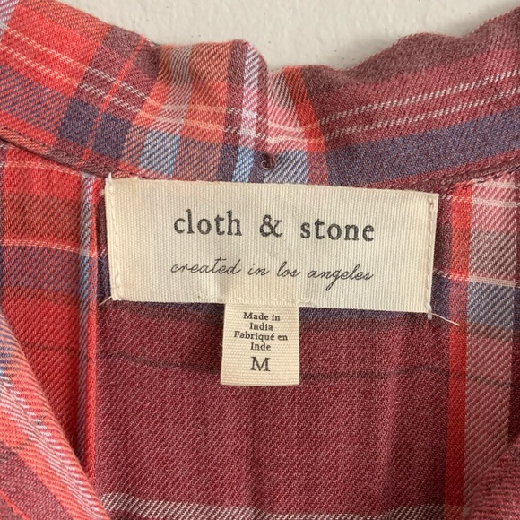 Cloth & Stone Plaid Short Sleeve Button Down Size Medium - Picture 6 of 8